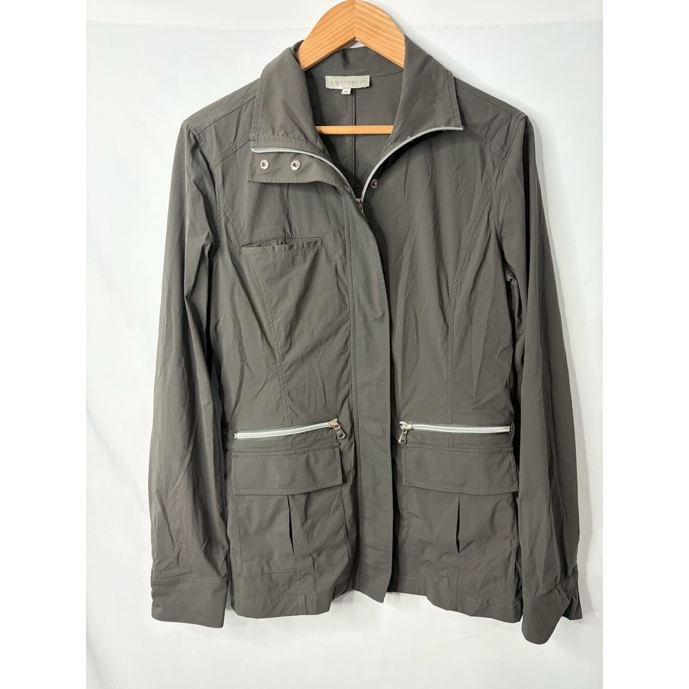 Anatomie Kenya Jacket Womens M Gray Utility Safari Breathable Chic Lightweight